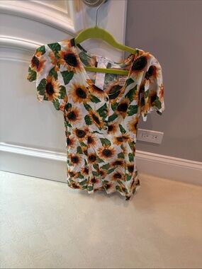 Sunflower Button-Front dress White/Yellow by Mia Chica size kid medium